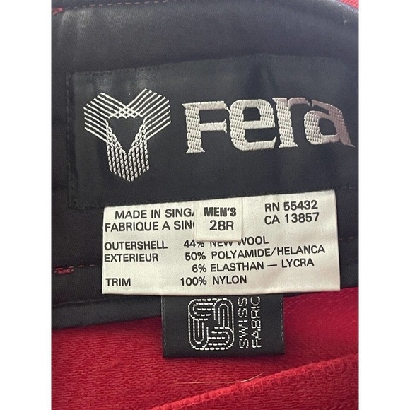 Fera Mens Ski Pants 28R Red Nylon Zip Pockets Lined Boot Leg Snowboard Zipper - Picture 6 of 9